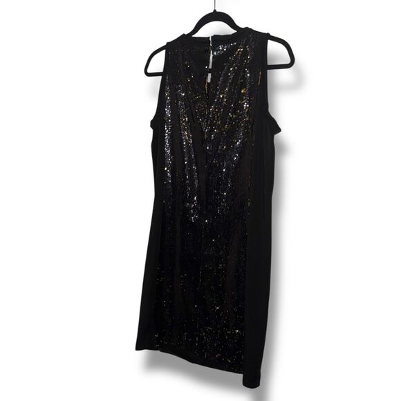 Michael Kors Black Gold Sequin Shift Dress Women’s Size 8 - Picture 5 of 7